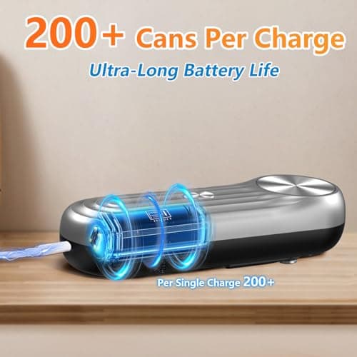 One‑Touch Rechargeable Cordless Electric Can Opener, Auto‑Stop Smooth‑Edge Lid Cutter, Hands‑Free Kitchen Gadget Fits Multiple Can Sizes for Food, Pet Food – for Seniors & Arthritis (Silver-Black) - Thumbnail 5