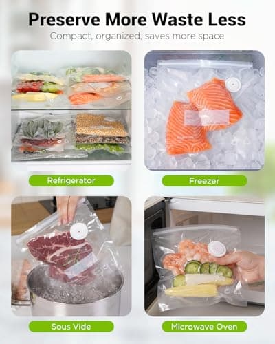 Compact Vacuum Sealer for Food, Cordless Handheld Vacuum Sealer Machine with 30 Reusable Bags, 1800mAh Rechargeable Portable Food Saver for Sous Vide, Meal Prep, Meat & Vegetables - Thumbnail 6