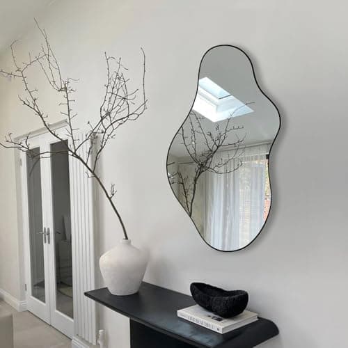potijo Irregular Wall Mirror 20×36 Inch Wall Mirrors Decorative Black Modern Asymmetrical Abstract Mirror for Bathroom Bedroom Living Room Entryway Hallway - Thumbnail 5