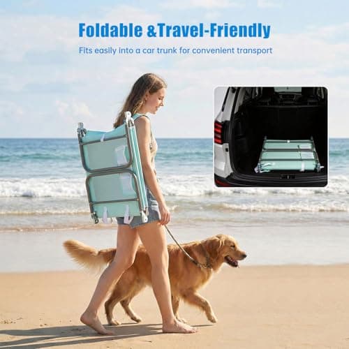 SUNNYFEEL Lay Flat Tanning Chair with Face Down Hole & Arm Slots, Backpack Beach Lounge Chair, 5-Position Folding Sunbathing Chair, 300 LBS Heavy Duty, 72" L x 22" W for Beach, Pool, Camping - Thumbnail 6