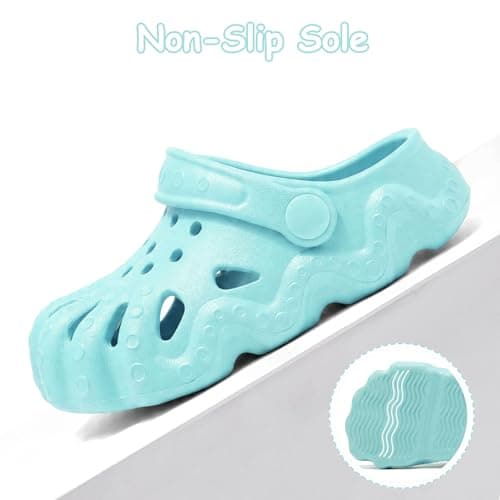 AOVOG Toddler Girls Boys Clogs Cute Garden Shoes Slip On Shower Slide Sandals Beach Kids Water Shoes WaterBlue - Thumbnail 4