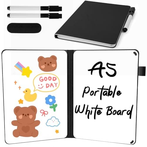 A5 Portable White Board Dry Erase, 8.4 x 6 inch Double Sided Folding Whiteboards with 2 Pens, Small Dry Erase Board Notebook for Study, Doodling, Meeting, Planning - Image 1