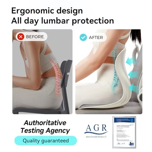 BKT Seat Cushion Chair Ergonomic Office Chair Cushions Lumbar Support for Seat Pillow Ideal for Students Office Workers Nursing Mothers Long Sitting Outdoor Fishing Floor (Grey) - Thumbnail 3