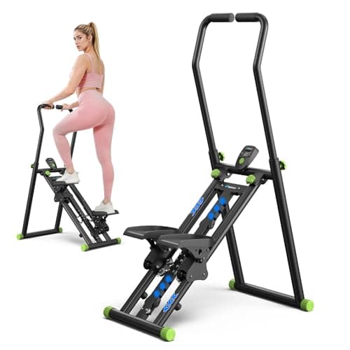 MERACH Stair Stepper 9-Level Resistance Stairmaster, Upgrade High-Efficiency Steppers for Exercise at Home, Compact Folding Cardio Stair Climber with Extended Pedals, Black & Green - Image 1