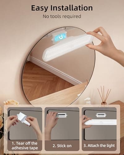 EZVALO 2 Pack Wireless Makeup Light, Rechargeable Vanity Lights for Mirror with 3 Color Modes, Stepless Dimming, Touch Control & Adjustable Angle, Cordless Bathroom Mirror Light, Gift for Women - Thumbnail 5
