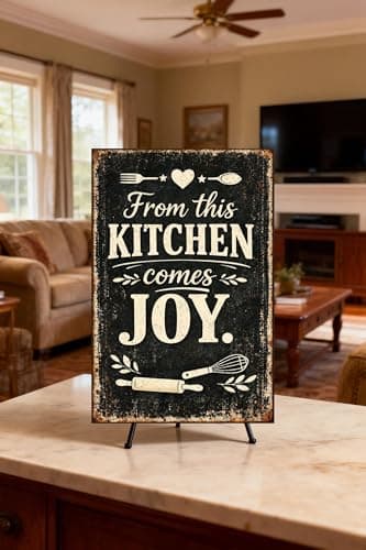 From This Kitchen Comes Joy Vintage Tin Sign Rustic Wall Decor Metal Plaque Farmhouse Baking Cooking Art Pantry Cafe Dining Room 8x12 Inch Pre Drilled Holes Chalkboard Style Typography Home Restaurant - Thumbnail 3