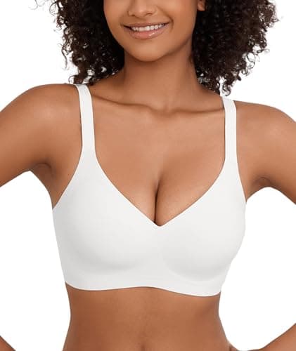 POSESHE Bralettes for Women with Support Comfortable Bras No Underwire Seamless Everyday Padded Bra White