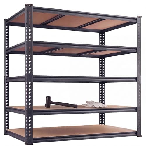 Lionhon Garage Shelving Heavy Duty, 3000LBS Metal Storage Shelves 5 Tier, Adjustable Shelving Unit 46" W x 20" D x 72" H, Boltless Garage Storage Rack for Garage Basement, Pantry, Warehouse 1Pcs - Image 1