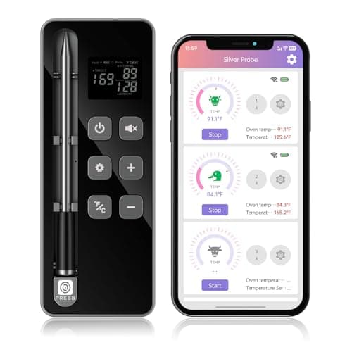 Smart Wireless Meat Thermometer with Display Base – Ultra-Thin Heat-Resistant Probes, Long-Range 10X Signal, WiFi & App Monitoring for BBQ, Grill, Oven, Smoker – iOS & Android - Image 1