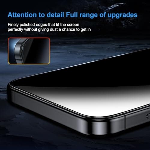 OneFish Screen Protector for iPhone 14 Pro Max Privacy, 4-Way 360° Anti-Spy Tempered Glass, 9H Hardness, HD Clear Anti-Fingerprint 3D Curved Edges, Case-Friendly & Easy Installation [2 Pack] - Thumbnail 4