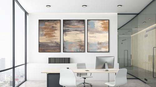 ASDCEUTICALS Large Canvas Wall Art - Brown Abstract Pictures for Living Room Aesthetic Retro Wall Decor Rustic Paintings Black Float Framed Artwork for Bedroom Dinning Room Office 16" X 24" X 3 pcs - Thumbnail 5