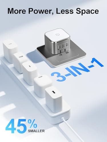 45W GaN USB-C Wall Charger with Night Light, 3-Port Fast Charging Power Adapter (2 USB-C + 1 USB-A), Foldable Plug, PPS Support （Grey） - Thumbnail 6
