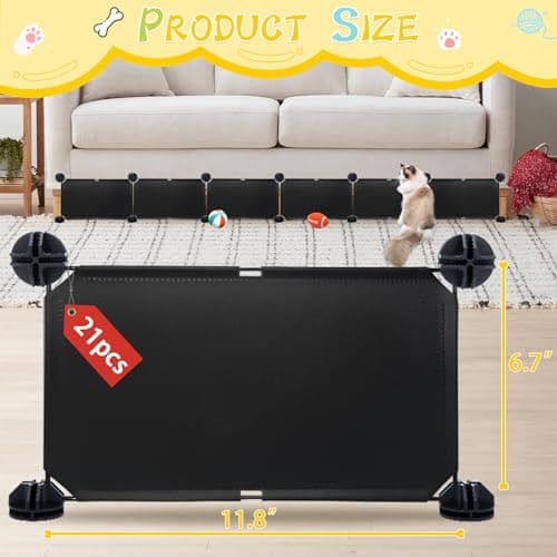 Under Couch Blockers for Pets, 6.7" Height-248 Length in Total Couch Blockers, Keep Dogs Off Couch Sofa, Durable Detachable Under Couch Toy Blocker with Strong Tape, Black - Thumbnail 2