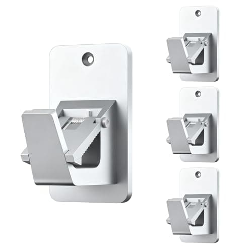 Universal Curtain Rod Holders, No Drill Curtain Rod Brackets, Self Adhesive Curtain Rod Brackets Up to 30 LB, Nail Free Curtain Rod Hooks for Bathroom, Bedroom, Livingroom, Kitchen (4PC, Silver)