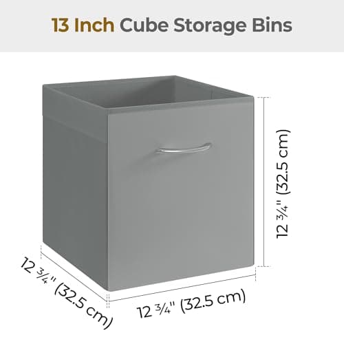 StorageWorks Gray Storage Cubes, 13x13 Storage Cube Bins with Handle, Cube Storage Organizer Bins for Shelves and Closet, Collapsible Storage Bins, 4-Pack - Thumbnail 2