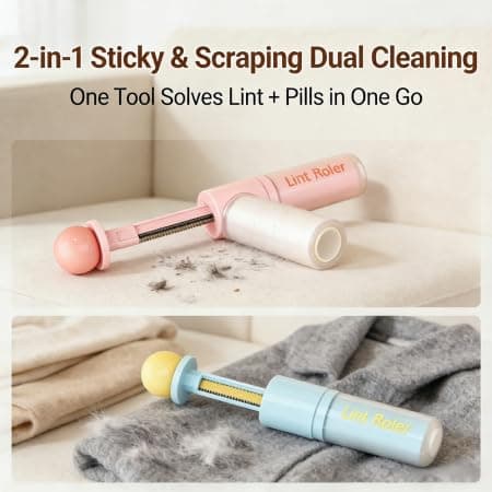 2-in-1 Lint & Pill Remover, Washable Reusable with Retractable Handle (143mm/5.63in), Fabric-Safe Portable Tool for Pet Owners, Travelers & Home – Tackles Hair, Fuzz & Pills Easily - Thumbnail 5