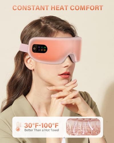 ZZR SEVEN Eye Massager with Heat, 7 Heating and Vibration Modes, Eye Mask, Birthday Gifts for Women, Men, Friend, Mom and Dad, Sleep Mask for Relax, Migraine Relief, Improve Sleep, Pink - Thumbnail 3