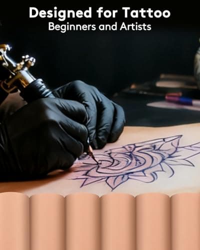 Lady Up 3mm Tattoo Practice Skins, 10 Pack Double Sides Fake Skin 7.6x6in Tattoo Skin for Practicing, Perfect for Beginners & Artists, Durable Fake Skin for Machine Practice, 5 Beige 5 Yellow - Thumbnail 4