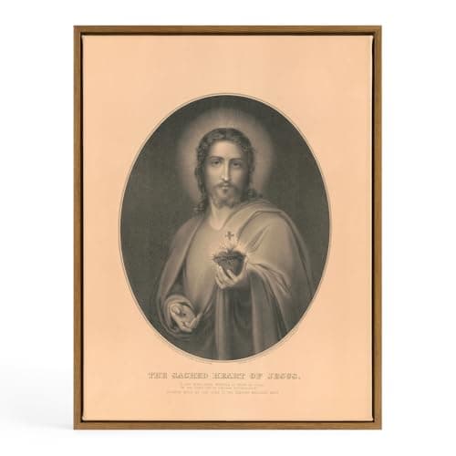 Vintage Framed Jesus Wall Art, Religious Wall Decor for Pray Room Christmas Decorations Canvas Wall Prints Jesus Pictures, Serenity Prayer Wall Art for Baptism Gifts,12x16 - Image 1