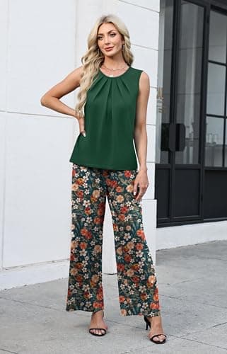 WIHOLL Two Piece Sets for Women Vacation Summer Outfits Beach Vacation Clothes Lounge Sets Casual Fashion Airport Travel Matching Set Clothing Wide Leg Pants Set 2026 Pajamas M - Thumbnail 3