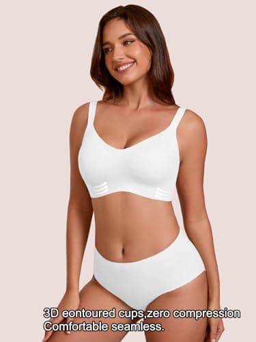 COCOMARTS Jelly Bras for Women No Underwire Full Coverage Push Up Bra Wireless Seamless Bra Comfortable Tshirt Bralettes White 2X-Large - Thumbnail 4