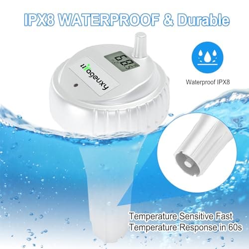 Urageuxy Wireless Digital Pool Thermometer, 328ft Remote Floating Thermometer with Backlit Display for Pool, Hot Tub, Spa and Cold Plunge - Thumbnail 5