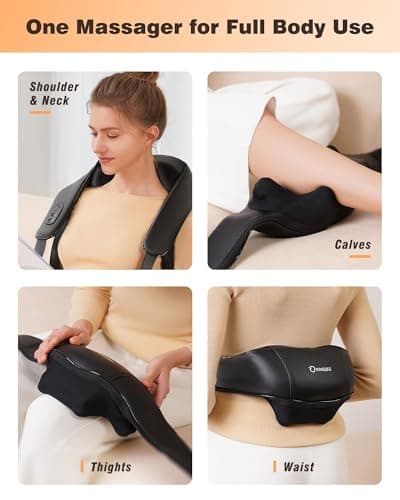 KNQZE Neck and Shoulder Massager with Heat, Cordless Back and Neck Massager, Upgraded Graphene Heating, 4D Shiatsu Deep Kneading Massage for Shoulder, Back,Leg,Pain Relief, Gift for Dad Mom (Black) - Thumbnail 5