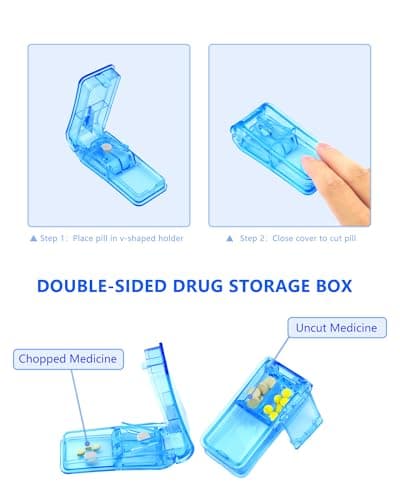 Pill Cutter Splitter for Small and Tiny Pills Best Pill Cutter Splitter 1/4 Vitamins Pill Splitter Cuts with Shield Medicine Tablet Cutter Doubles as a Pill Organizer - Thumbnail 4