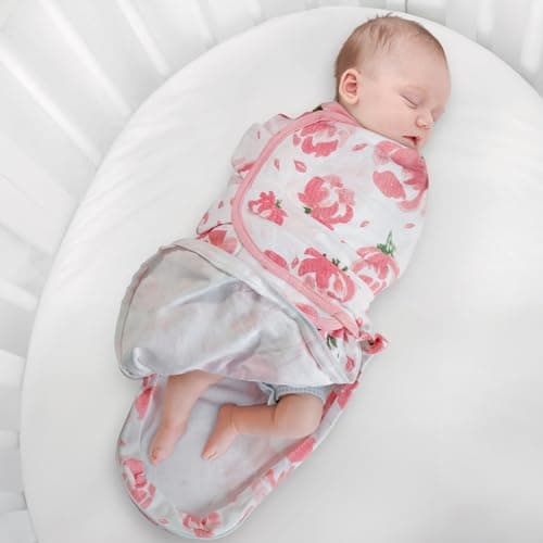 GLLQUEN BABY Baby Swaddle Sleep Sacks with Zipper - 3-Pack Newborn Swaddling Sack, Baby Swaddles Sleep Sack 0-3 Months,Pink Floral or Leaves, Swaddling Blankets 3 Pack Wrap Set, Easy Change Swaddle - Thumbnail 3