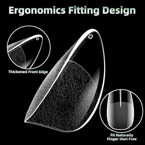 Woobena Short Almond Nail Tips, Short Gel Nail Tips 300Pcs 15Size Pre Etched Press On Nails Clear Acrylic Fake Nails Almond Shaped Full Cover Nails Extension Home Art DIY Salon - Thumbnail 3