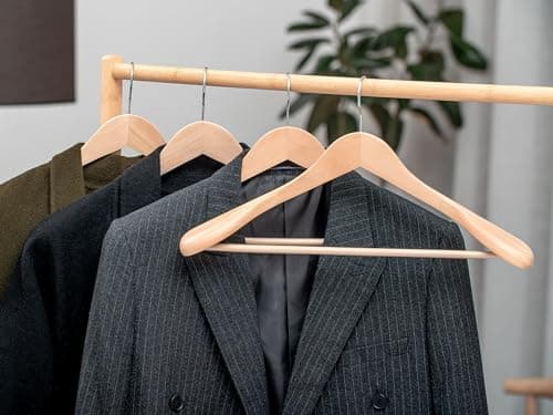 StorageWorks Wooden Hangers 10 Pack, Extra Wide Shoulder Wood Coat Hanger for Coats, Shirts, Jackets, Pants, Suits, Natural Wood Color - Thumbnail 5