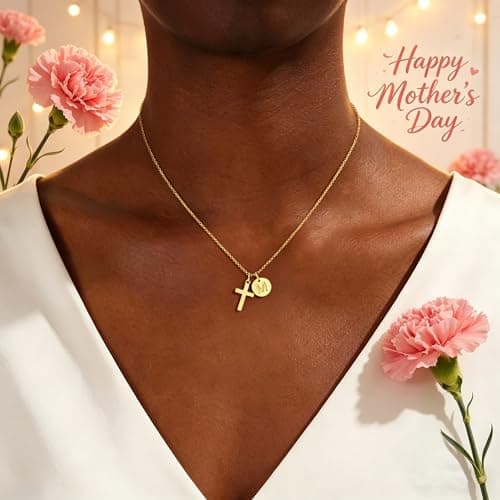 Fezodo Gifts for Teenage Girls - 14K Gold Plated Cross G Initial Letter Necklace Teen Girls Gifts Trendy Stuff Christian Birthday Gift for 5 6 7 8 9 10 11 Years Old Gift Kids - Thumbnail 2