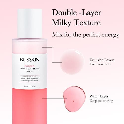 Salmon Double-Layer Milky Toner, Low-Irritation Double Layer Toner for Glass Glow Skin with Peptide, Even Skin Tone, Radiance, Hydration, 150ml - Thumbnail 3