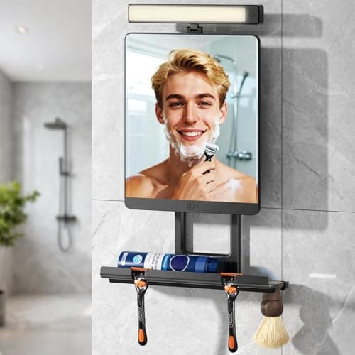 ENVTEK Heated Fogless Shower Mirror with 3-Color Dimmable Lights (3 Modes) - No Drilling Removable Mount & Razor Holder for Bathroom Shaving, Anti-Fog, 2026 Upgrade for Men - Image 1