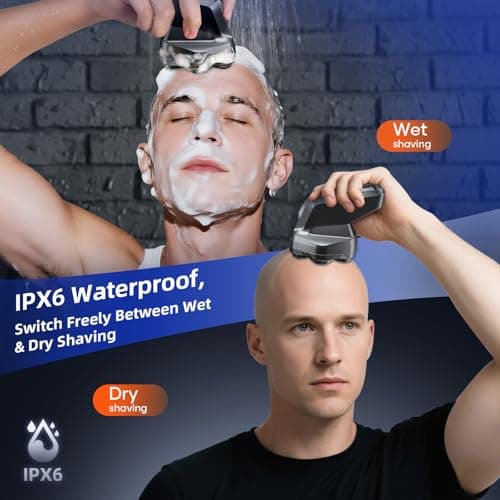 7D Head Shavers for Bald Men - kensen Upgrade 7D Head Shavers, Ergonomic Comfort-Grip Handle with 2 Speed Settings Long Battery Life Bald Razor IPX6 Waterproof Wet/Dry Shaving LED Display - Thumbnail 6