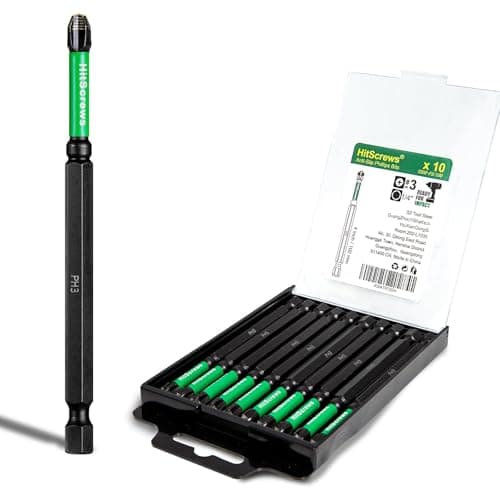 HitScrews PH3 Anti-Slip Phillips Bits 4 Inch, 10 Pack – Long Magnetic S2 Tool Steel Impact Driver Bits #3 with CNC Machined Tip, Laser Grip for Power Drill and Heavy-Duty Construction - Image 1