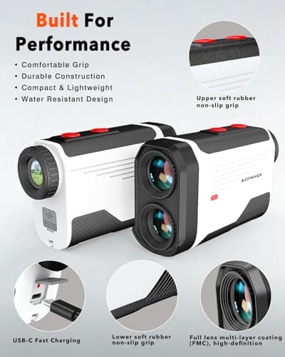 Golf Rangefinder with Slope - 1500 Yards Laser Range Finder for Golf & Hunting, 7X Magnification, High-Precision Flag Locking Vibration, Rechargeable, IP54 Waterproof, Built-in Magnetic Strip - Thumbnail 6
