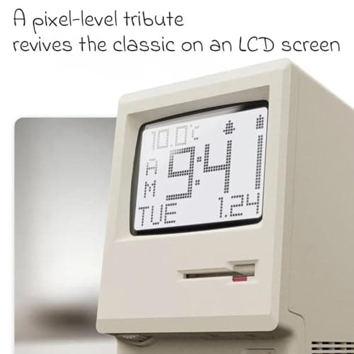 Bellatte Maclock Retro Pixel Alarm Clock, 1984 Computer Style Desk Clock with Pixel LCD, USB Desk Clock, Multiple Alarms, Calendar, Temperature, Adjustable Brightness, Unique Tech Gift - Thumbnail 5