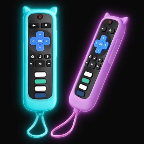 Remote Cover for Roku – 2 Pack Silicone Case Compatible with Roku TV Remotes for TCL/Hisense, Streaming Stick & Express, Universal Controller Sleeve, Glow in The Dark (Blue & Purple) - Image 1