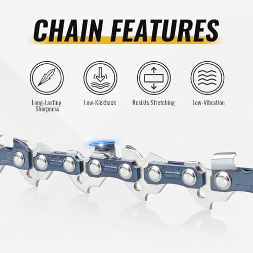 3 Pack 14 Inch Semi-Chisel Chainsaw Chain, 3/8"LP Pitch .050" Gauge 52 Drive Links Replacement Saw Chain Fit for Husqvarna Craftsman Poulan Greenworks - Thumbnail 4