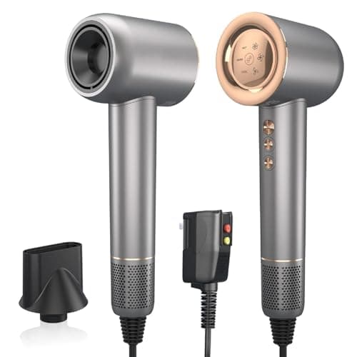 Hair Dryer - 110000 RPM High-Speed Brushless Motor Negative Ionic Blow Dryer for Fast Drying, Low Noise Thermo-Control Hair Dryer with Magnetic Nozzle, Silvery - Image 1