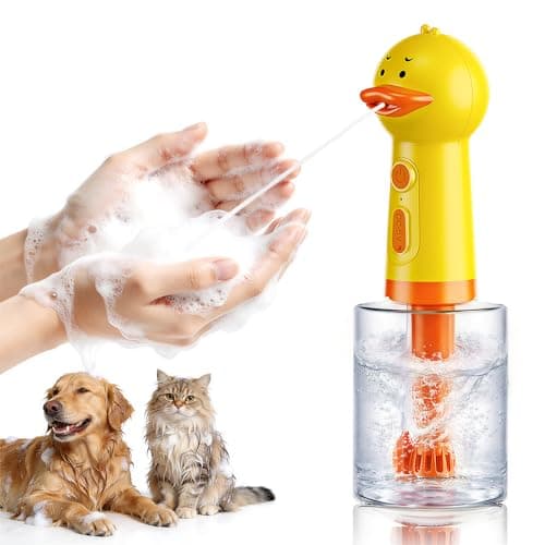 Taruphic Electric Duck Foam Sprayer with Automatic Foaming Soap Dispenser, Rechargeable Dog Shampoo Dispenser, Suitable for Dog Bath, Kitchen and Pet Cleaning,10.08 × 3.27 × 3.27 inch