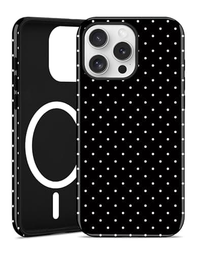 Aitipy Magnetic Polka Dot Phone Case for iPhone 15, Compatible with MagSafe, Cute Black Polka Dots Aesthetic Soft TPU and Hard PC Shockproof Protective Phone Cover for Women Girls-Shiny - Image 1