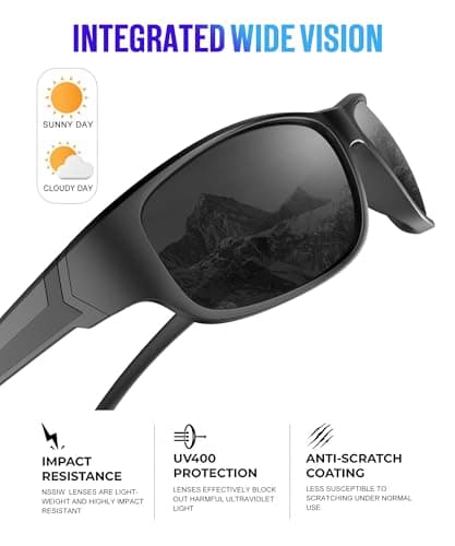 NSSIW Polarized Sunglasses-Men Sports Mens-Sunglasses: Sun Glasses Women Polarized UV400 Protection for Fishing Running Golf - Thumbnail 4