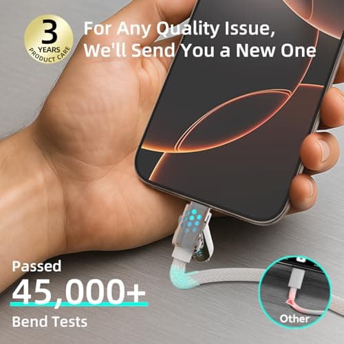 MFish 4-in-1 Coiled USB-C Charging Cable, 6 FT USB A to USB C Cable, 240W Fast Charger for iPhone 17/16/15 Pro Plus Pro Max, for iPad MacBook Pro/Air, Laptops - Multi Charger Cord with Lightning - Thumbnail 5