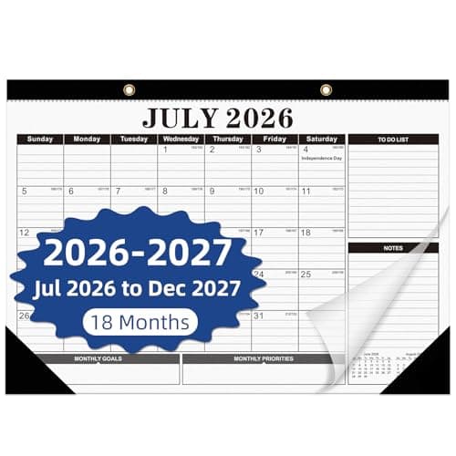 Tcamp Desk Calendar 2026-2027, Large Desktop Calendar 2026-2027 (Jul. 2026 - Dec. 2027), Big 17" x 12" Wall Monthly Calendar with Julian Dates, 18 Months Desk Planner for Home School Office Desktop - Image 1