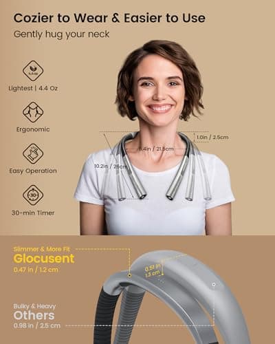 Glocusent Upgraded LED Neck Reading Light, Book Light for Reading in Bed, 30-min Timer, 3 Colors & 3 Brightness Adjustable, Rechargeable & Long Lasting, Perfect for Reading, Knitting - Thumbnail 2