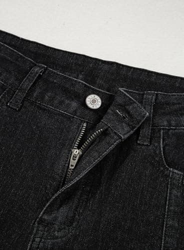 Dokotoo Women's Wide Leg Jeans High Waisted Stretchy Raw Hem Denim Pants Flare Jeans Denim Pants Stretchy Baggy Jeans Black Pants for Women Size 12 - Thumbnail 5