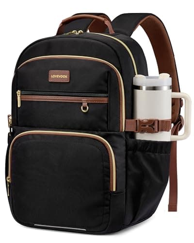 LOVEVOOK Laptop Backpack for Women, 15.6 Inch Travel Backpack with Giant Tumbler Holder Pocket, Multi-Pocket College School Bookbag Purse, Water-Resistant Work Daypack for Teacher Nurse