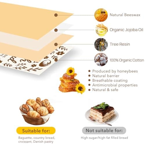 Beeswax Bread Bags for Sourdough & Homemade Bread XL 17x13 Inch, Reusable Bags for Homemade Bread Sourdough, 2 Packs Cotton Bread Storage Bags for Freezer & Refrigerator (Red) - Thumbnail 3